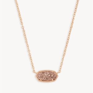 Kendra Scott Elisa Rose Gold Pendant Necklace in Rose Gold Drusy